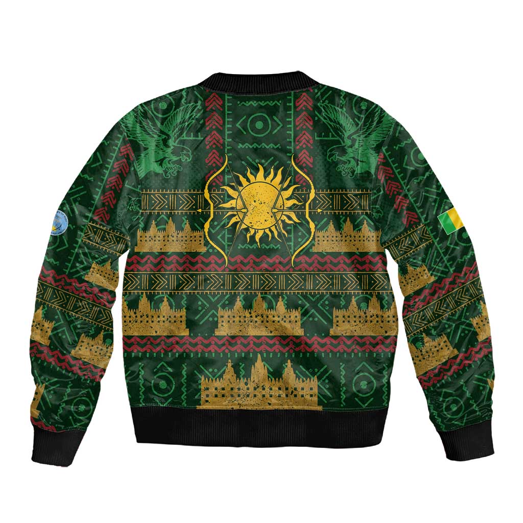 Mali Sleeve Zip Bomber Jacket Golden Sun And Mosque Patterns Retro Style