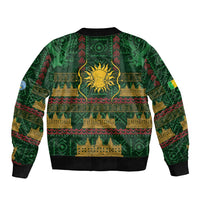 Mali Sleeve Zip Bomber Jacket Golden Sun And Mosque Patterns Retro Style