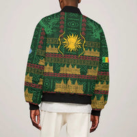 Mali Sleeve Zip Bomber Jacket Golden Sun And Mosque Patterns Retro Style