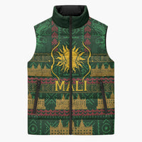 Mali Sleeveless Puffer Jacket Golden Sun And Mosque Patterns Retro Style