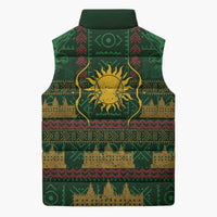 Mali Sleeveless Puffer Jacket Golden Sun And Mosque Patterns Retro Style
