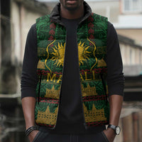Mali Sleeveless Puffer Jacket Golden Sun And Mosque Patterns Retro Style