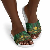Mali Slide Sandals Golden Sun And Mosque Patterns Retro Style