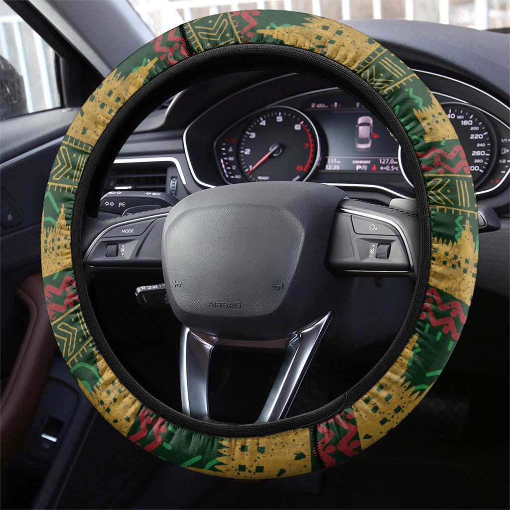 Mali Steering Wheel Cover Golden Sun And Mosque Patterns Retro Style