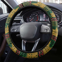 Mali Steering Wheel Cover Golden Sun And Mosque Patterns Retro Style