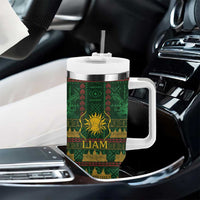 Mali Tumbler With Handle Golden Sun And Mosque Patterns Retro Style