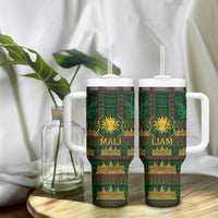 Mali Tumbler With Handle Golden Sun And Mosque Patterns Retro Style