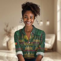 Mali Women Casual Shirt Golden Sun And Mosque Patterns Retro Style