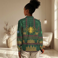 Mali Women Casual Shirt Golden Sun And Mosque Patterns Retro Style