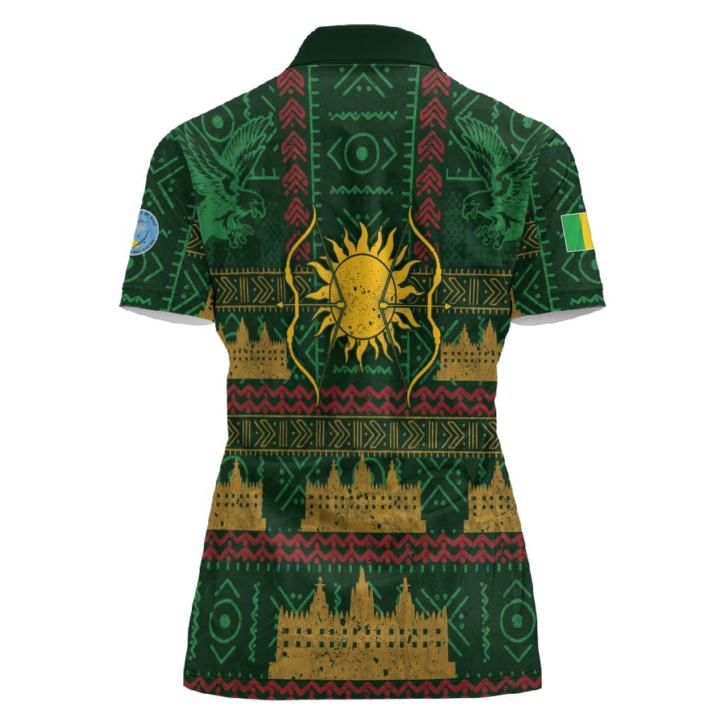 Mali Women Polo Shirt Golden Sun And Mosque Patterns Retro Style