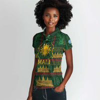 Mali Women Polo Shirt Golden Sun And Mosque Patterns Retro Style