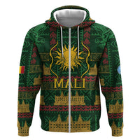 Mali Zip Hoodie Golden Sun And Mosque Patterns Retro Style