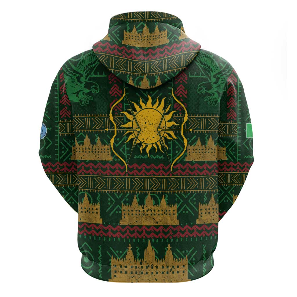 Mali Zip Hoodie Golden Sun And Mosque Patterns Retro Style