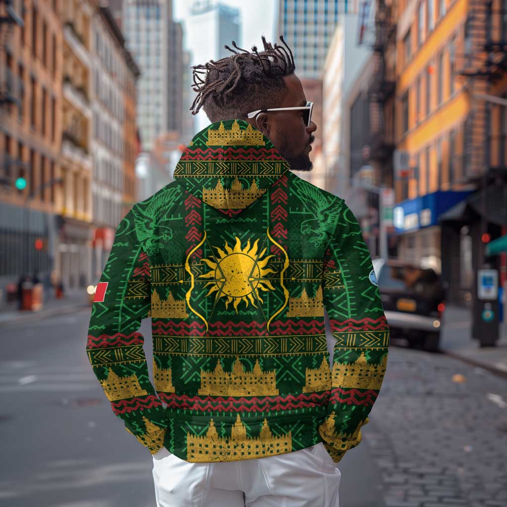 Mali Zip Hoodie Golden Sun And Mosque Patterns Retro Style