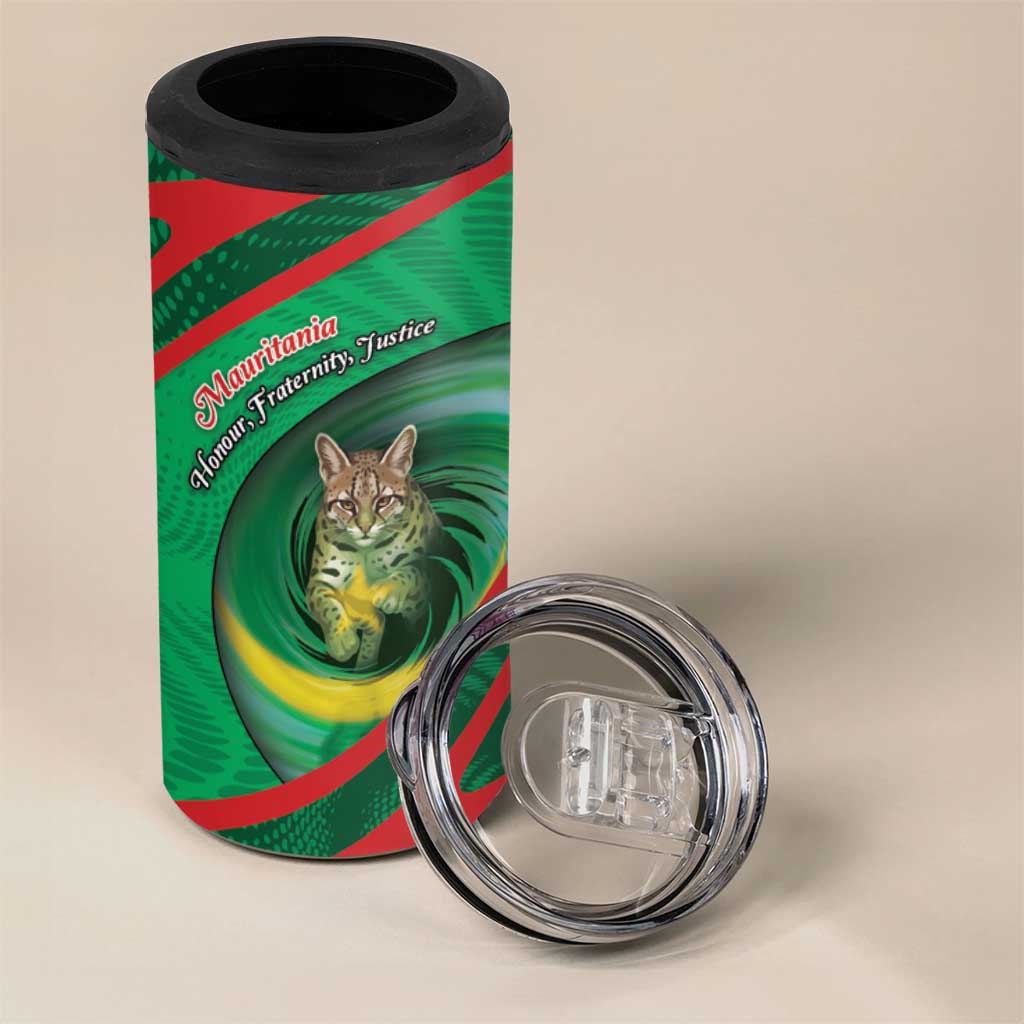 Personalized Mauritania 4 in 1 Can Cooler Tumbler African Wildcat From Richat Structure