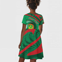 Personalized Mauritania Kid Short Sleeve Dress African Wildcat From Richat Structure
