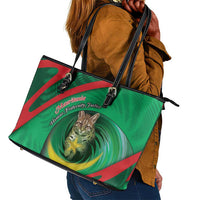 Mauritania Leather Tote Bag African Wildcat From Richat Structure