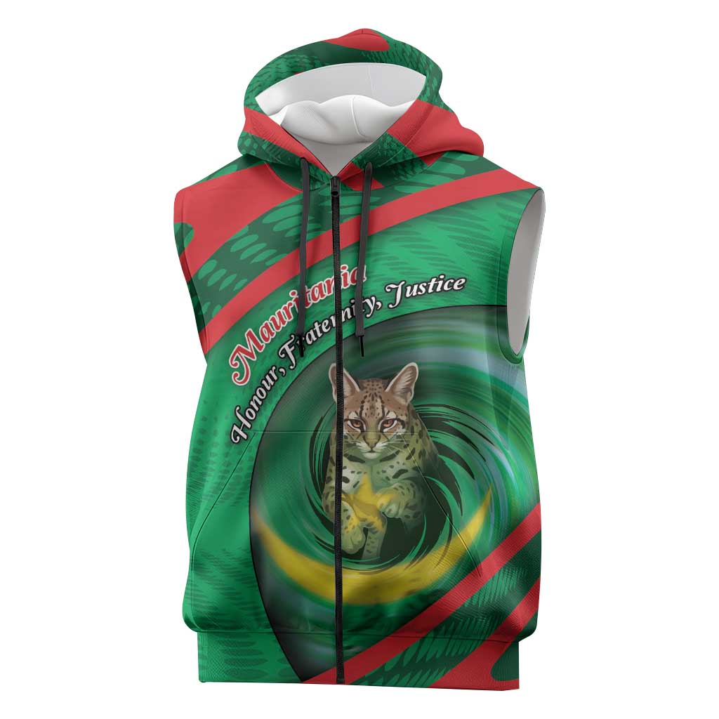 Personalized Mauritania Sleeveless Zip Hoodie African Wildcat From Richat Structure