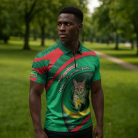Personalized Mauritania Zipper Polo Shirt African Wildcat From Richat Structure