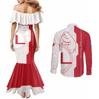 Greenland Couples Matching Mermaid Dress and Long Sleeve Button Shirt Coat Of Arms Unique Style