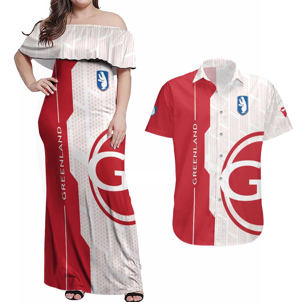 Greenland Couples Matching Off Shoulder Maxi Dress and Hawaiian Shirt Coat Of Arms Unique Style