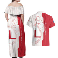 Greenland Couples Matching Off Shoulder Maxi Dress and Hawaiian Shirt Coat Of Arms Unique Style