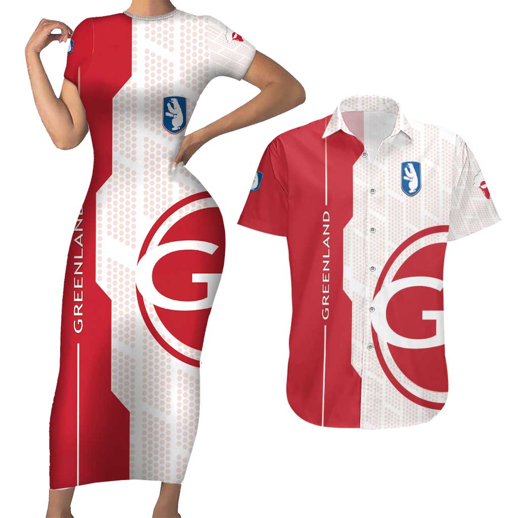 Greenland Couples Matching Short Sleeve Bodycon Dress and Hawaiian Shirt Coat Of Arms Unique Style