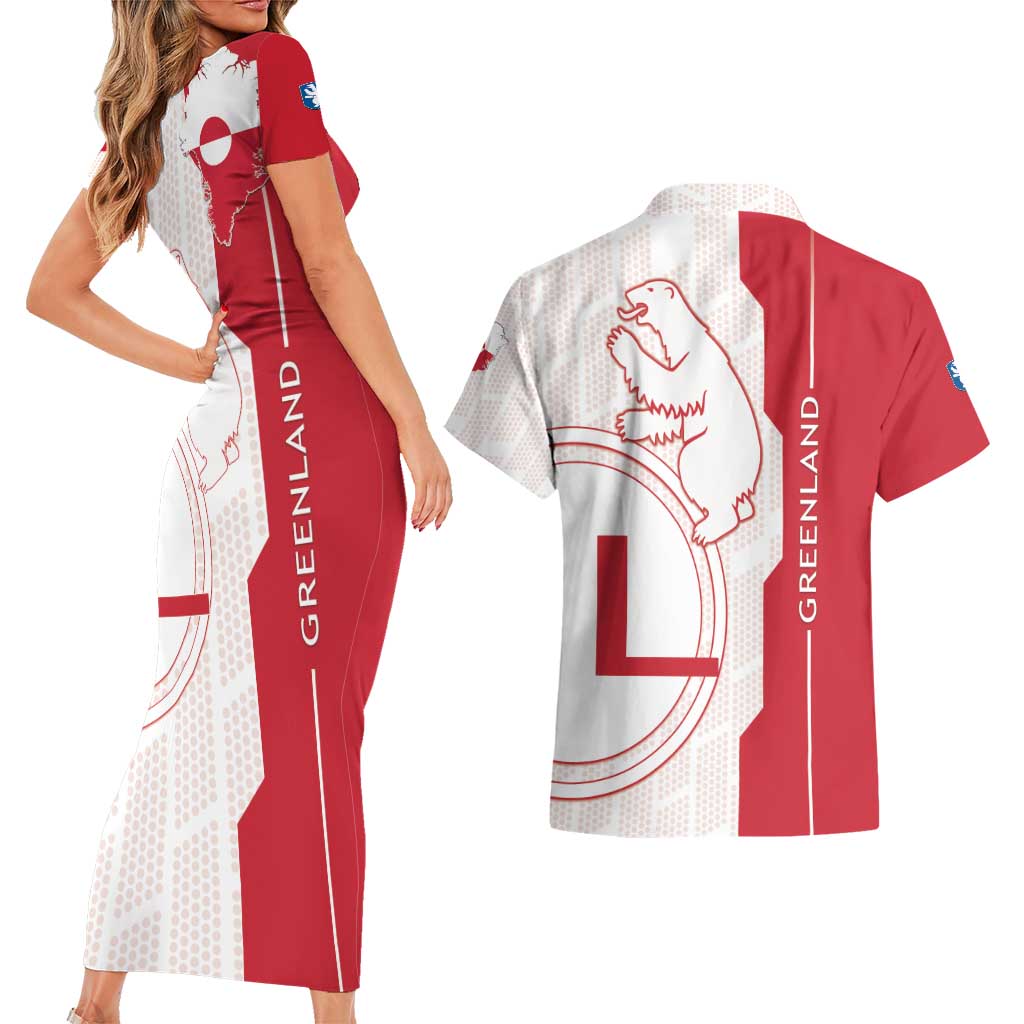Greenland Couples Matching Short Sleeve Bodycon Dress and Hawaiian Shirt Coat Of Arms Unique Style