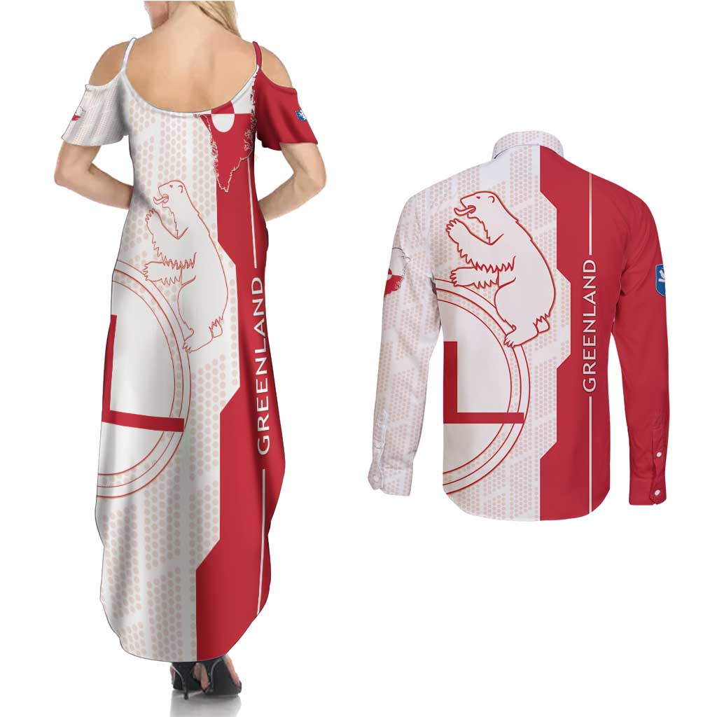 Greenland Couples Matching Summer Maxi Dress and Long Sleeve Button Shirt Coat Of Arms Unique Style