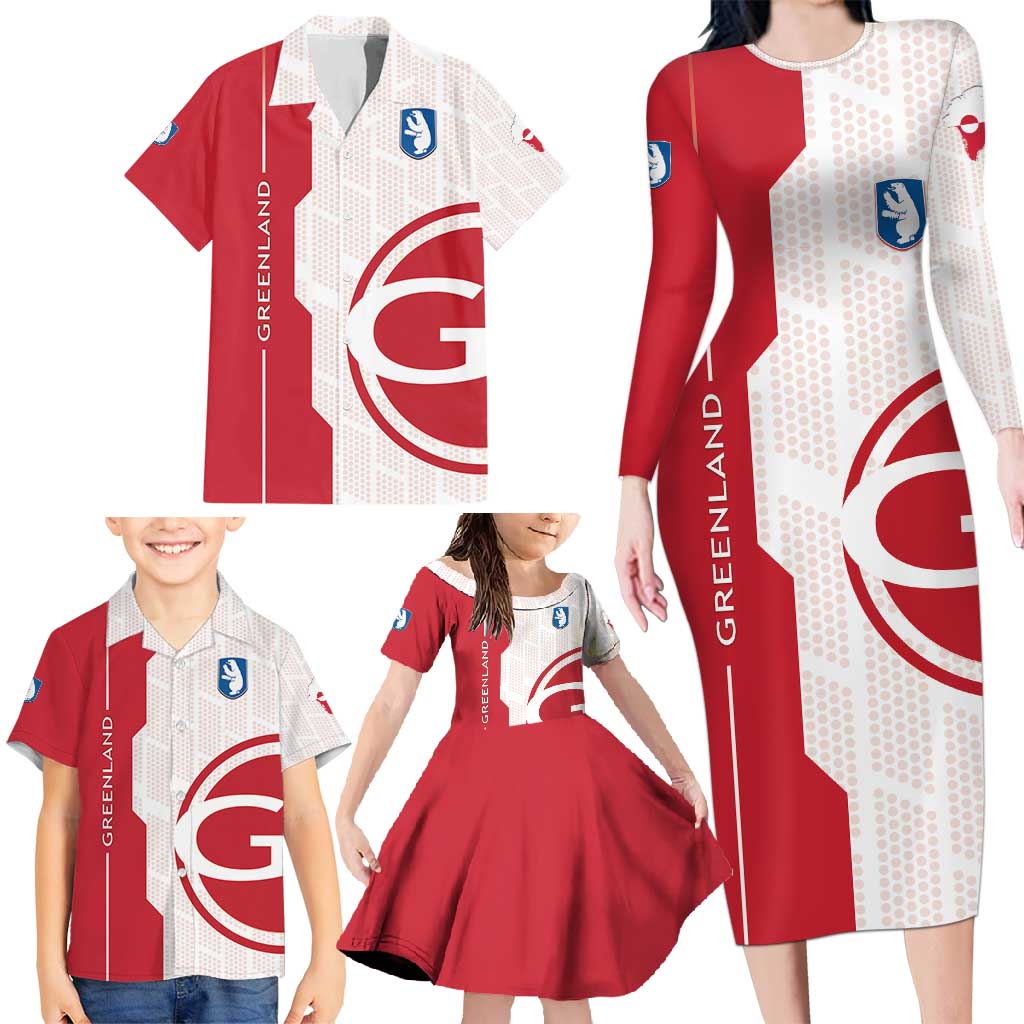 Greenland Family Matching Long Sleeve Bodycon Dress and Hawaiian Shirt Coat Of Arms Unique Style