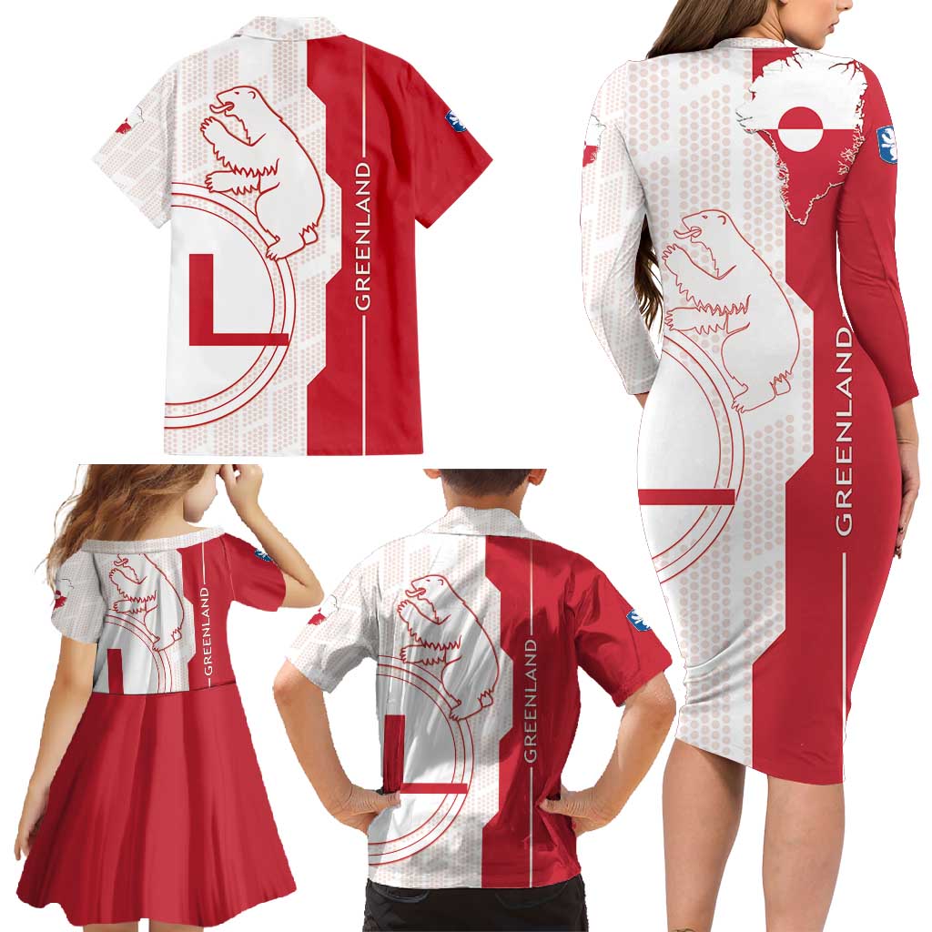 Greenland Family Matching Long Sleeve Bodycon Dress and Hawaiian Shirt Coat Of Arms Unique Style