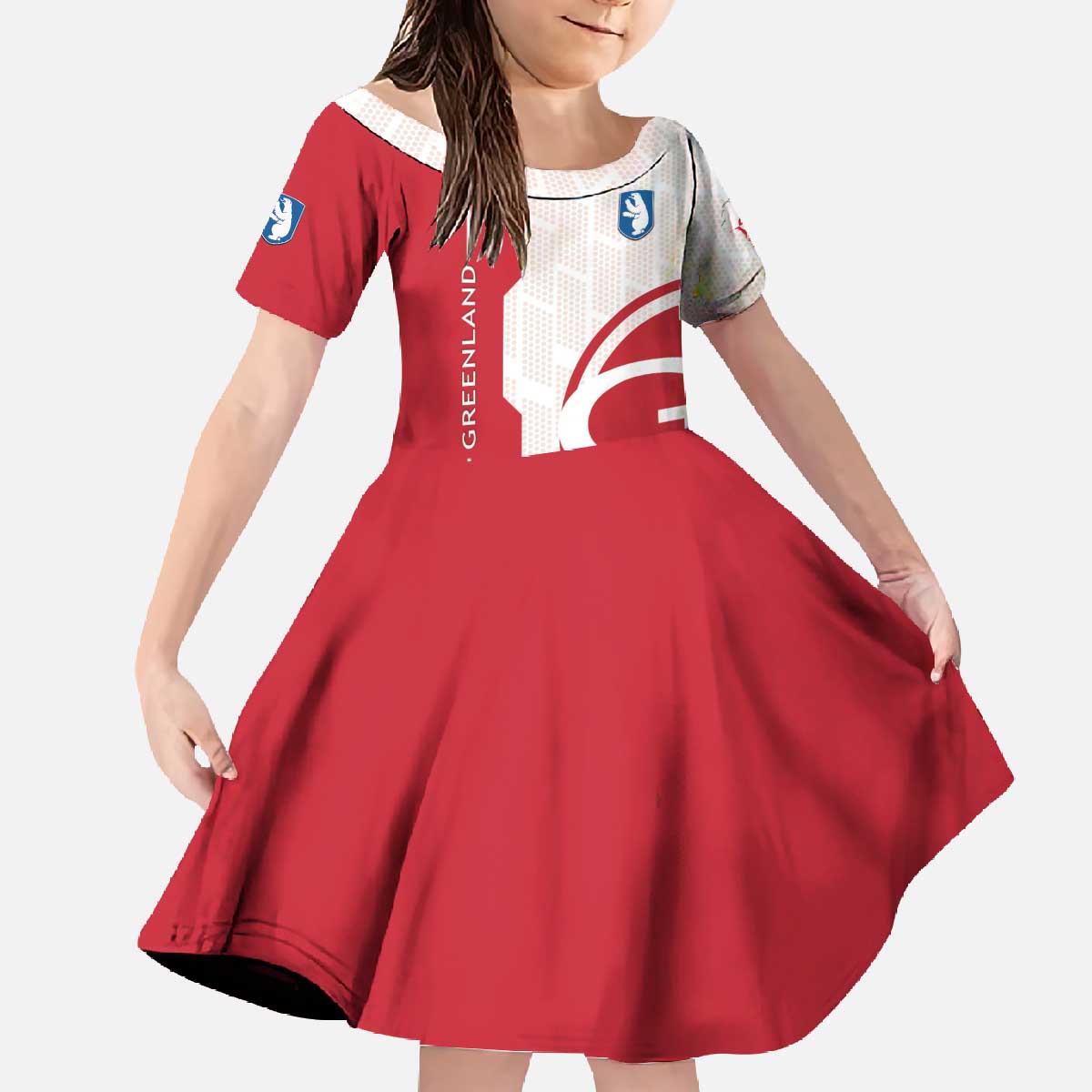 Greenland Family Matching Off The Shoulder Long Sleeve Dress and Hawaiian Shirt Coat Of Arms Unique Style
