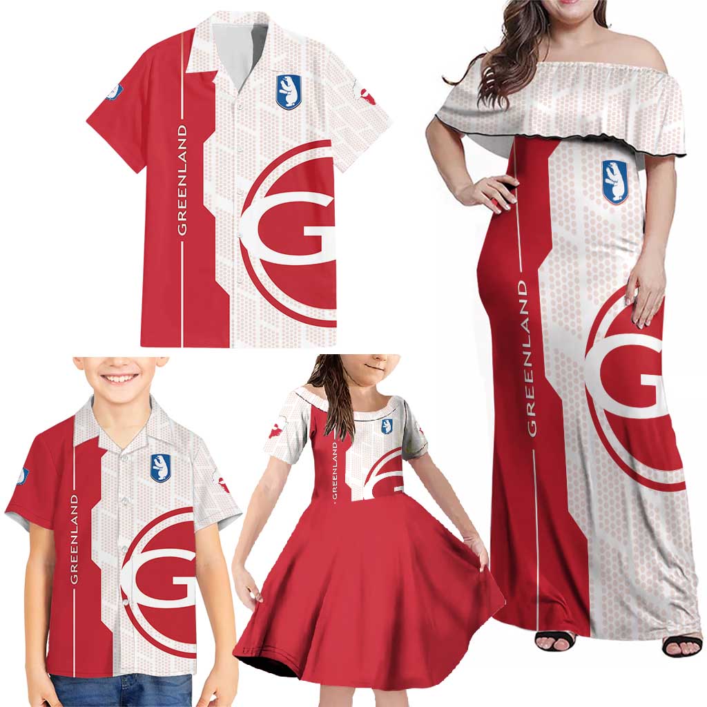 Greenland Family Matching Off Shoulder Maxi Dress and Hawaiian Shirt Coat Of Arms Unique Style