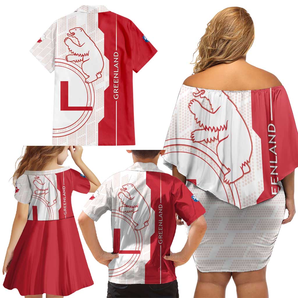 Greenland Family Matching Off Shoulder Short Dress and Hawaiian Shirt Coat Of Arms Unique Style