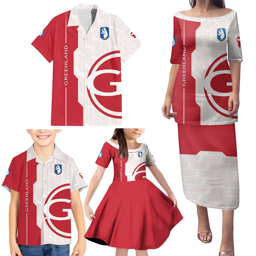 Greenland Family Matching Puletasi and Hawaiian Shirt Coat Of Arms Unique Style