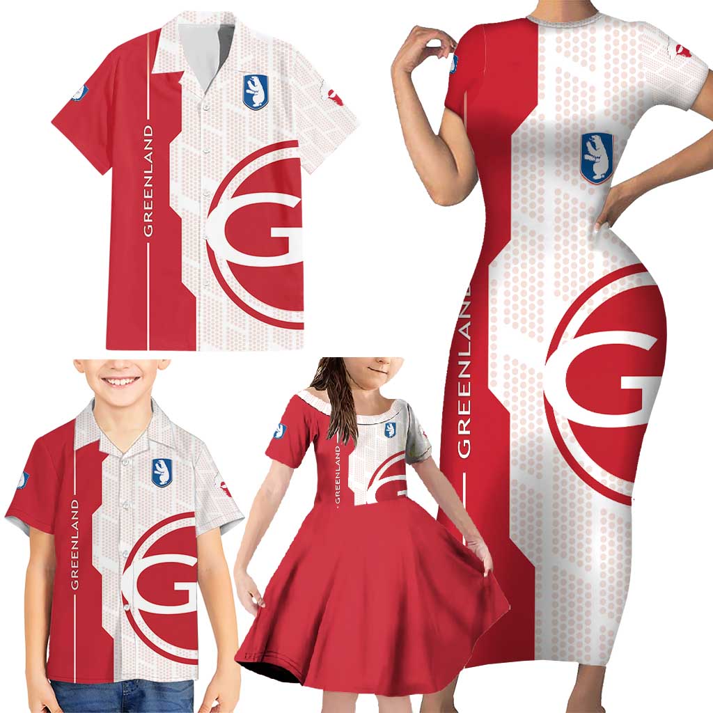 Greenland Family Matching Short Sleeve Bodycon Dress and Hawaiian Shirt Coat Of Arms Unique Style
