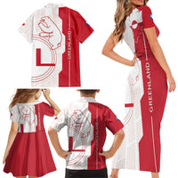 Greenland Family Matching Short Sleeve Bodycon Dress and Hawaiian Shirt Coat Of Arms Unique Style
