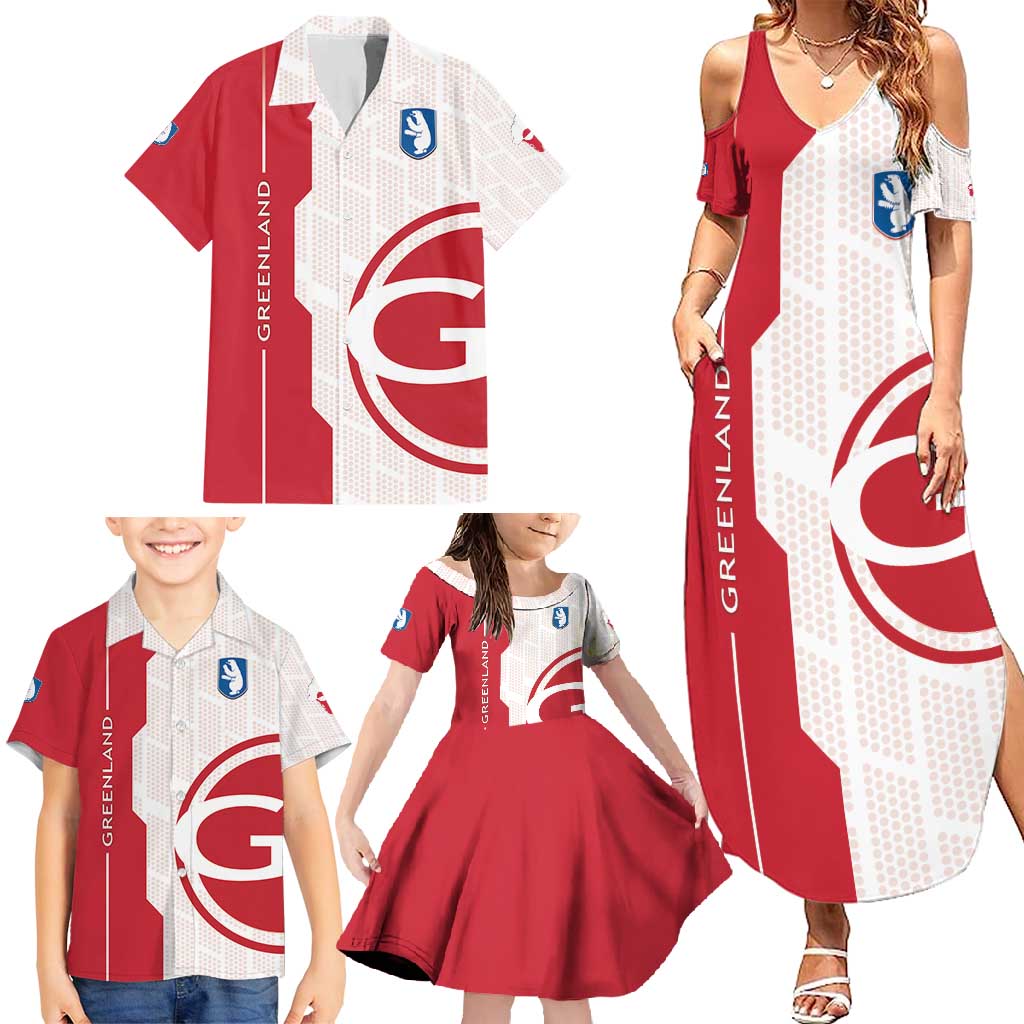 Greenland Family Matching Summer Maxi Dress and Hawaiian Shirt Coat Of Arms Unique Style