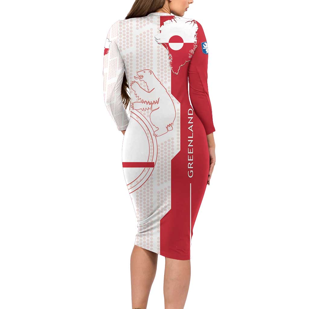 Greenland Long Sleeve Bodycon Dress Coat Of Arms Unique Style