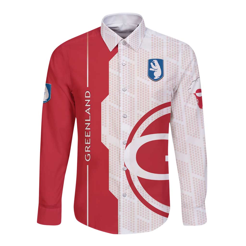 Greenland Long Sleeve Button Shirt Coat Of Arms Unique Style