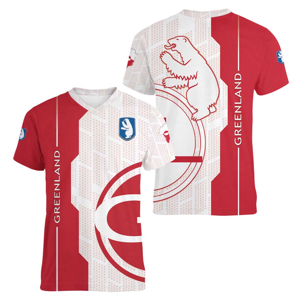 Greenland Women V-Neck T-Shirt Coat Of Arms Unique Style