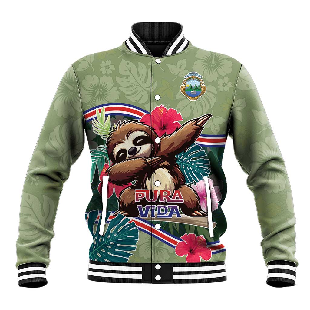 Costa Rica Baseball Jacket Pura Vida Dabbing Sloth