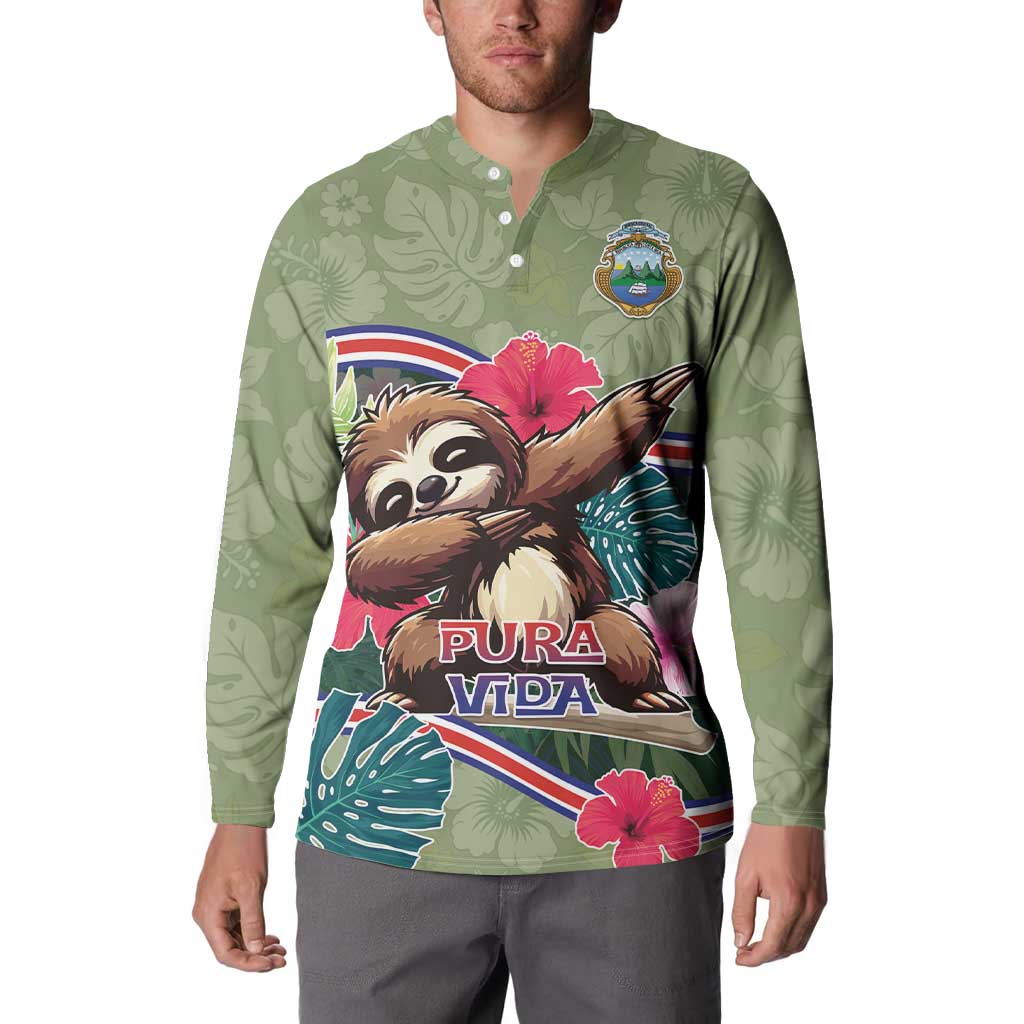 Costa Rica Button Sweatshirt Pura Vida Dabbing Sloth