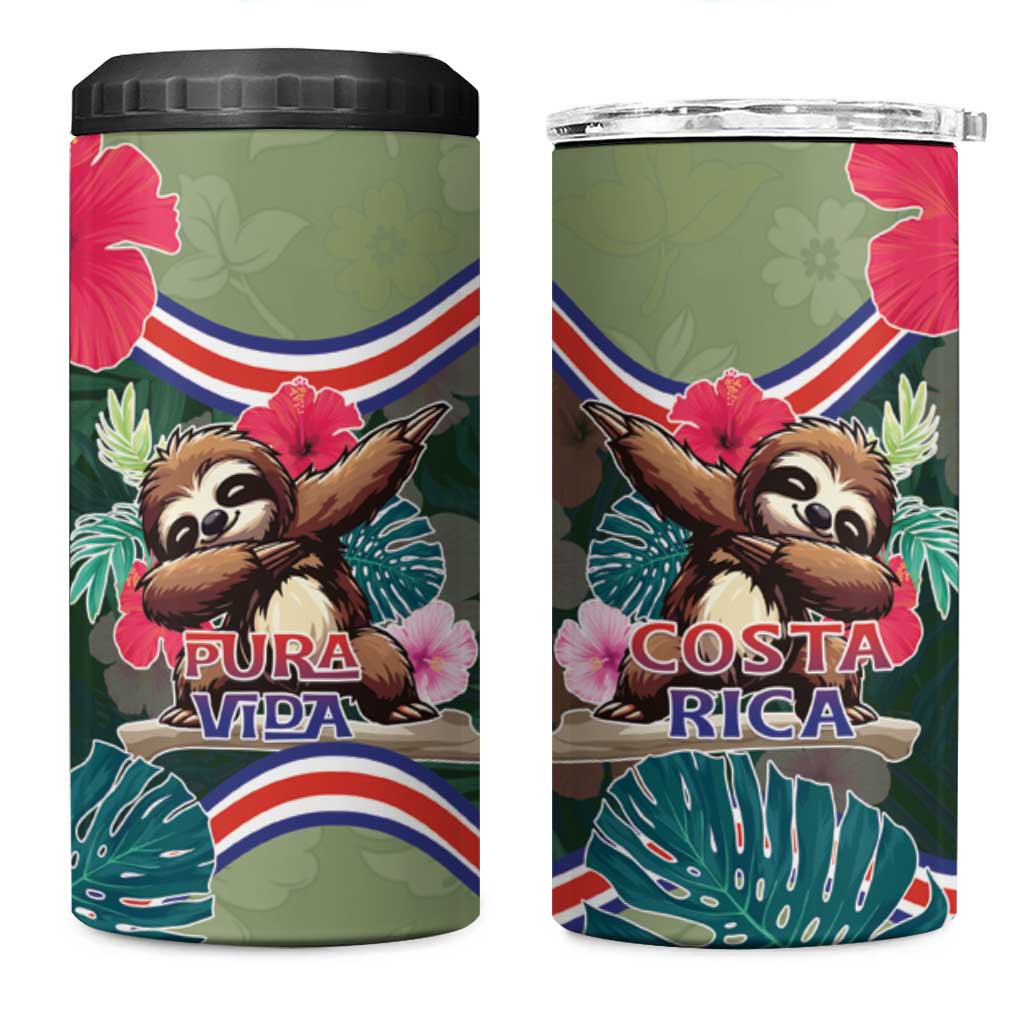 Costa Rica 4 in 1 Can Cooler Tumbler Pura Vida Dabbing Sloth