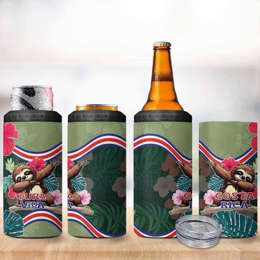 Costa Rica 4 in 1 Can Cooler Tumbler Pura Vida Dabbing Sloth