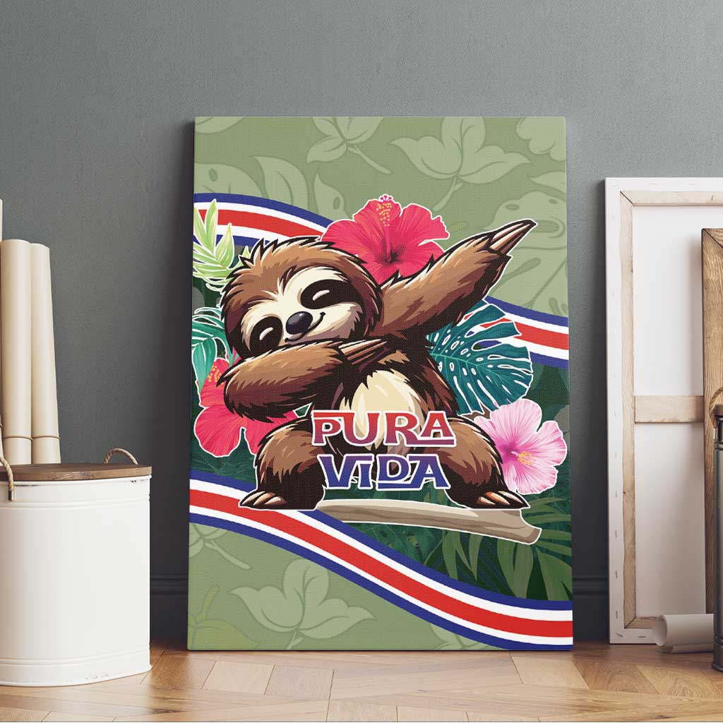 Costa Rica Canvas Wall Art Pura Vida Dabbing Sloth