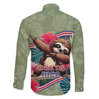 Costa Rica Family Matching Off The Shoulder Long Sleeve Dress and Hawaiian Shirt Pura Vida Dabbing Sloth