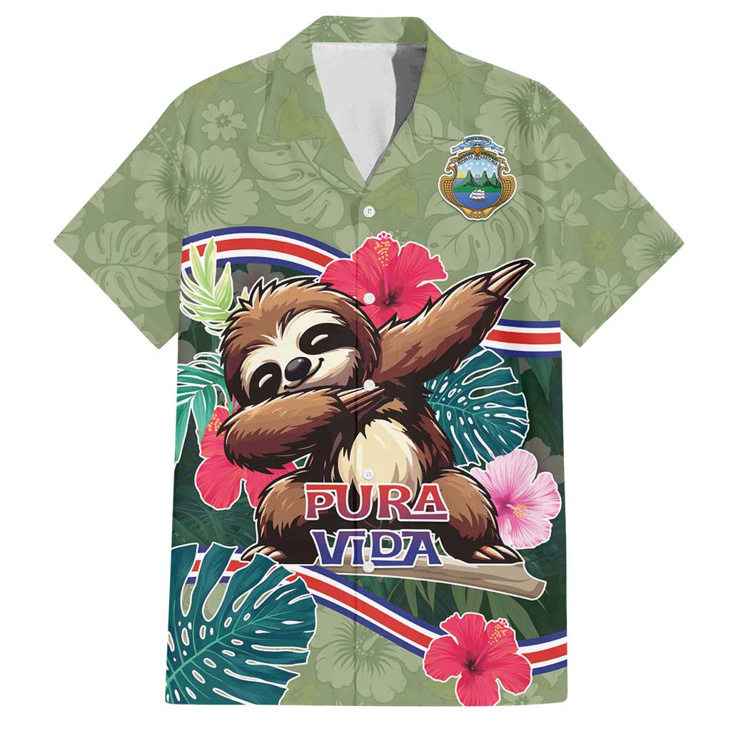 Costa Rica Family Matching Off Shoulder Maxi Dress and Hawaiian Shirt Pura Vida Dabbing Sloth