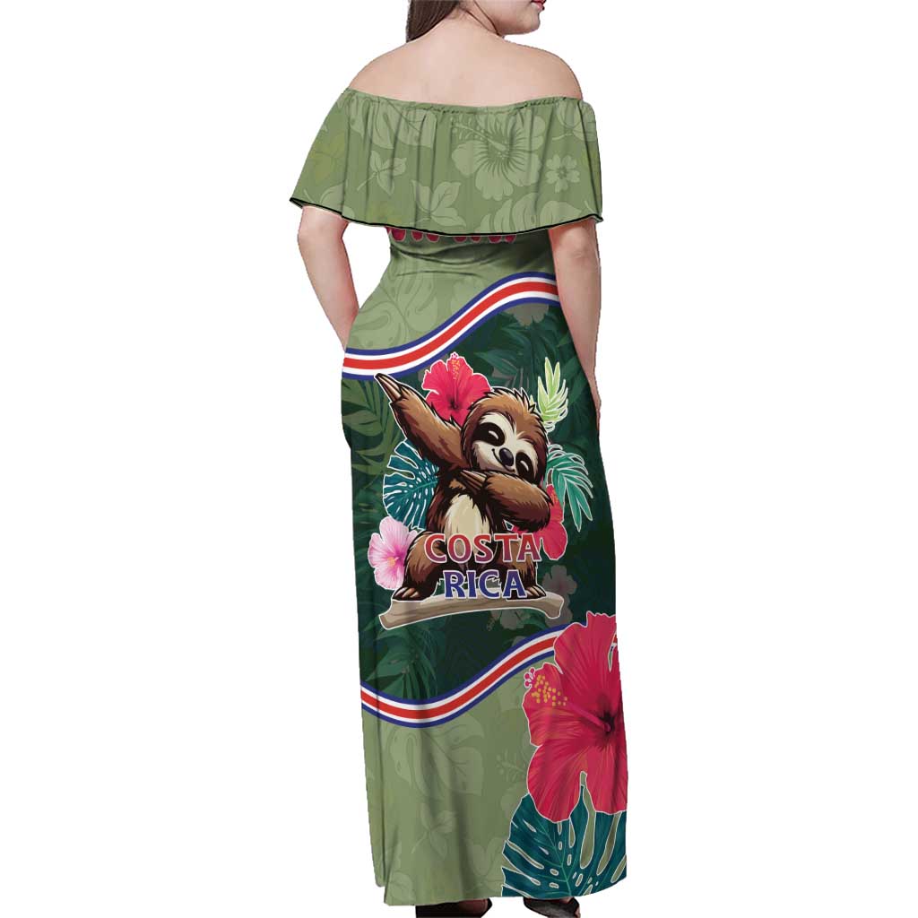 Costa Rica Family Matching Off Shoulder Maxi Dress and Hawaiian Shirt Pura Vida Dabbing Sloth