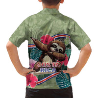 Costa Rica Family Matching Off Shoulder Short Dress and Hawaiian Shirt Pura Vida Dabbing Sloth